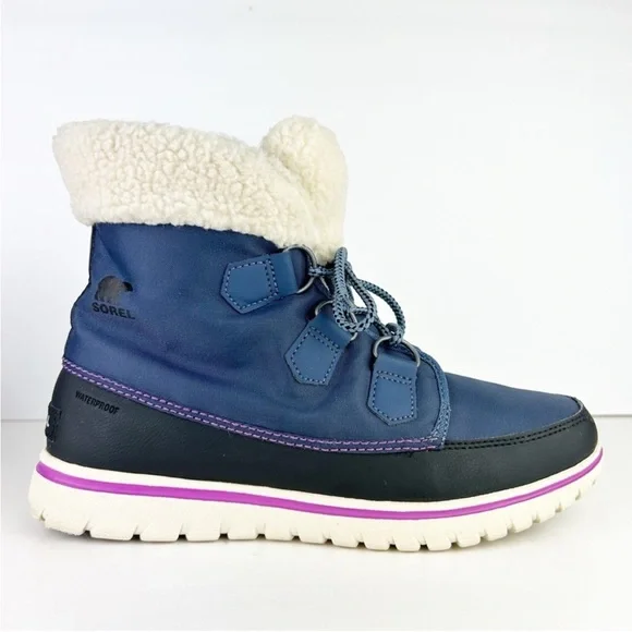 Sorel Cozy Carnival Waterproof Sporty Lightweight Lace Up Navy Blue Black Boots - Picture 6 of 13